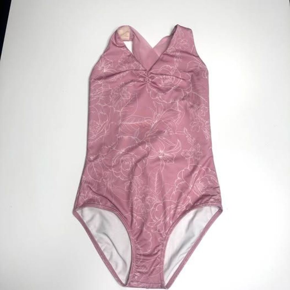 Capezio Floral Print Criss-Cross Back Leotard Size L